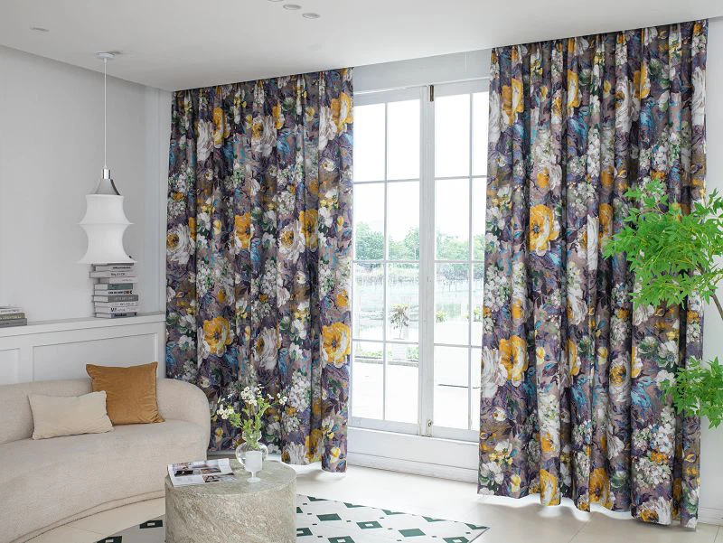 Тъкан за завеси от просо от лен с щампа с мастило